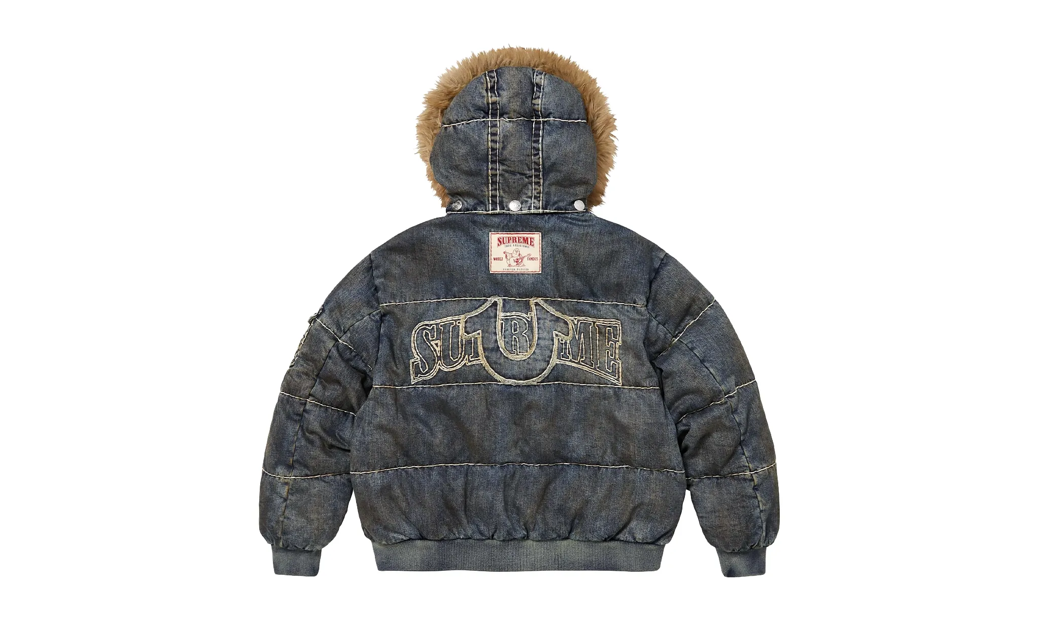 Supreme True Religion Puffer Jacket Dirty Indigo | Limitowane