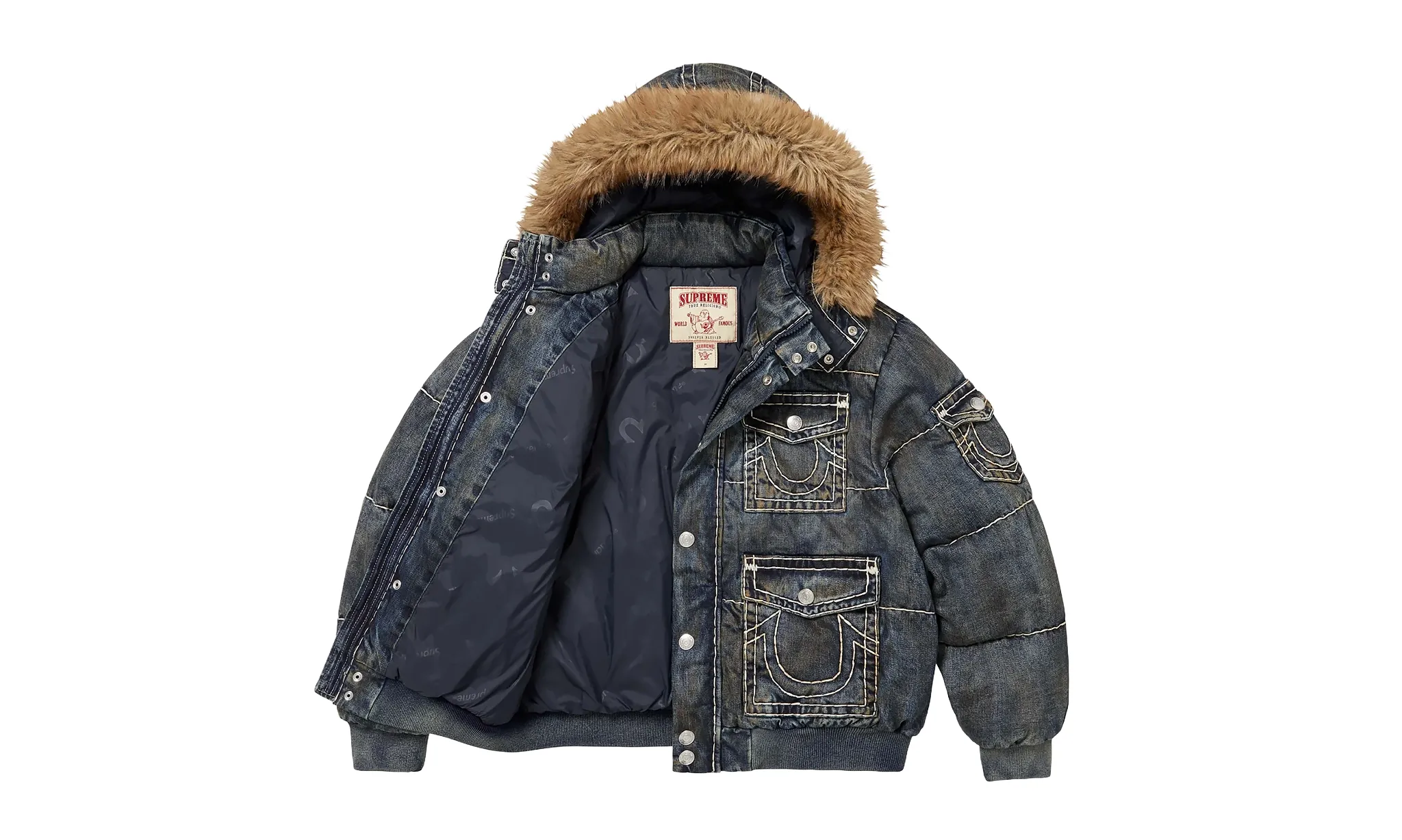 Supreme True Religion Puffer Jacket Dirty Indigo | Limited