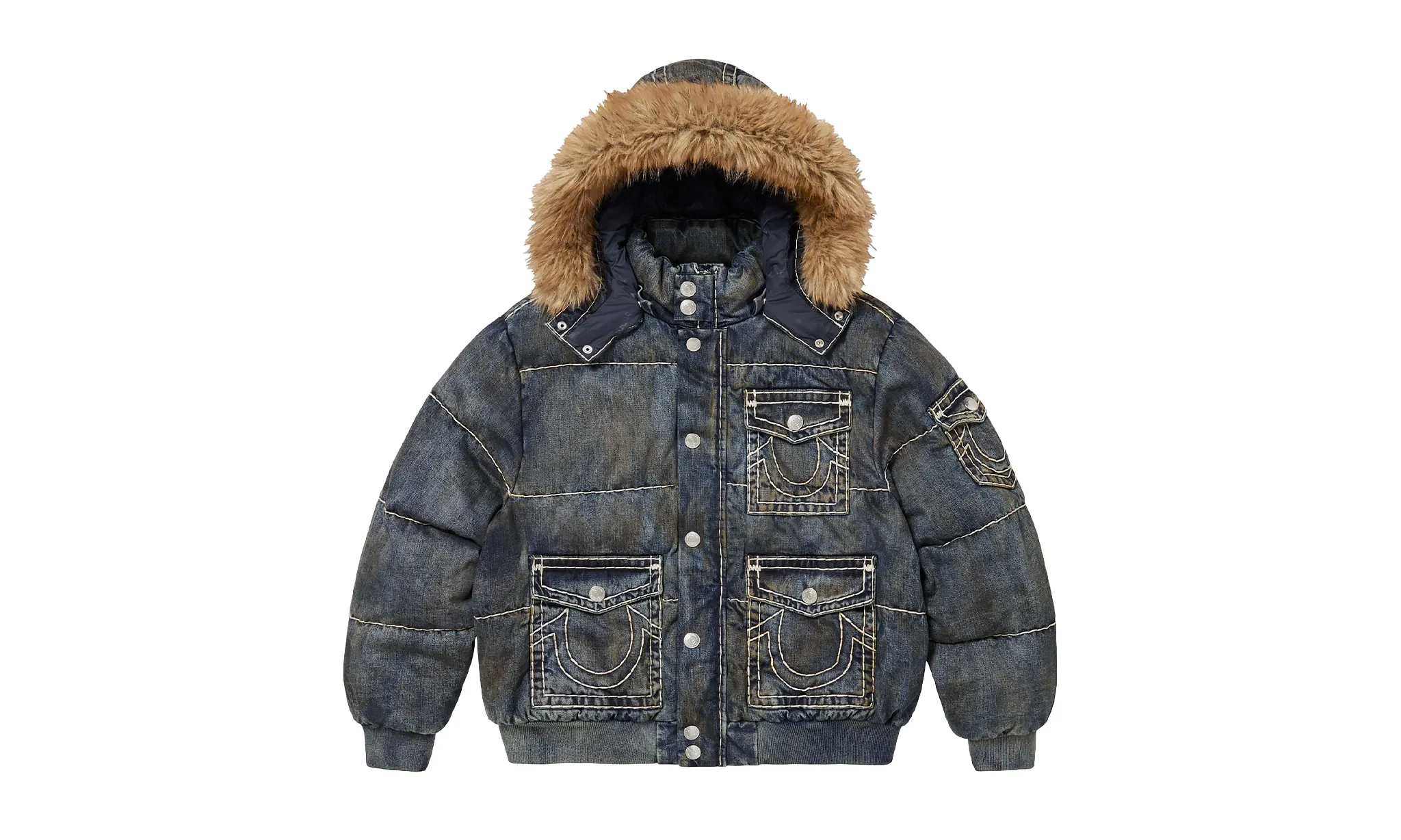 Supreme True Religion Puffer Jacket Dirty Indigo | Limited