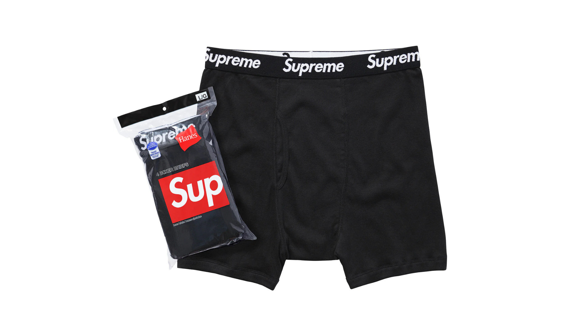 Supreme Hanes Black Boxer Briefs | OVERCEZ