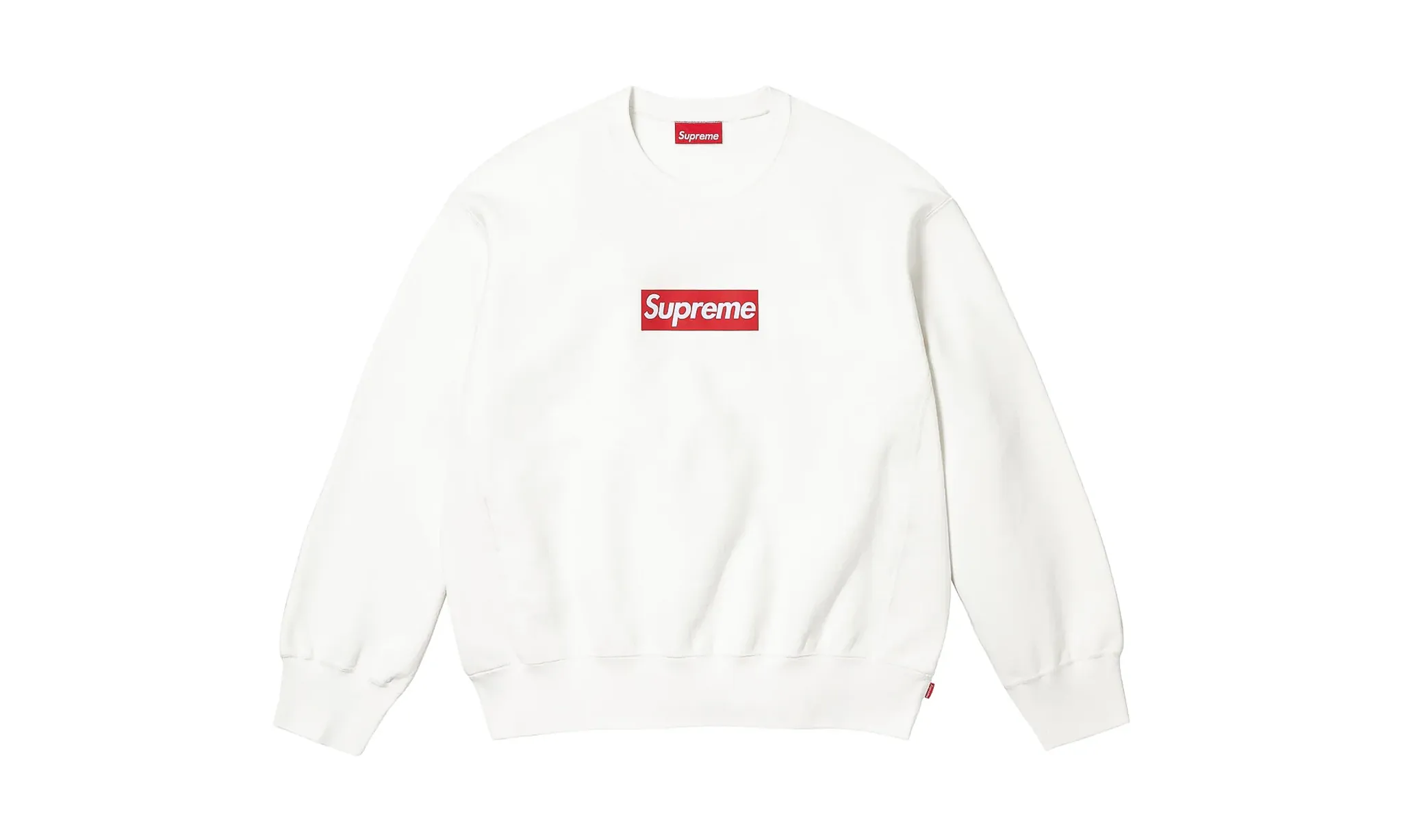 Supreme Washed Box Logo Crewneck White | OVERCEZ