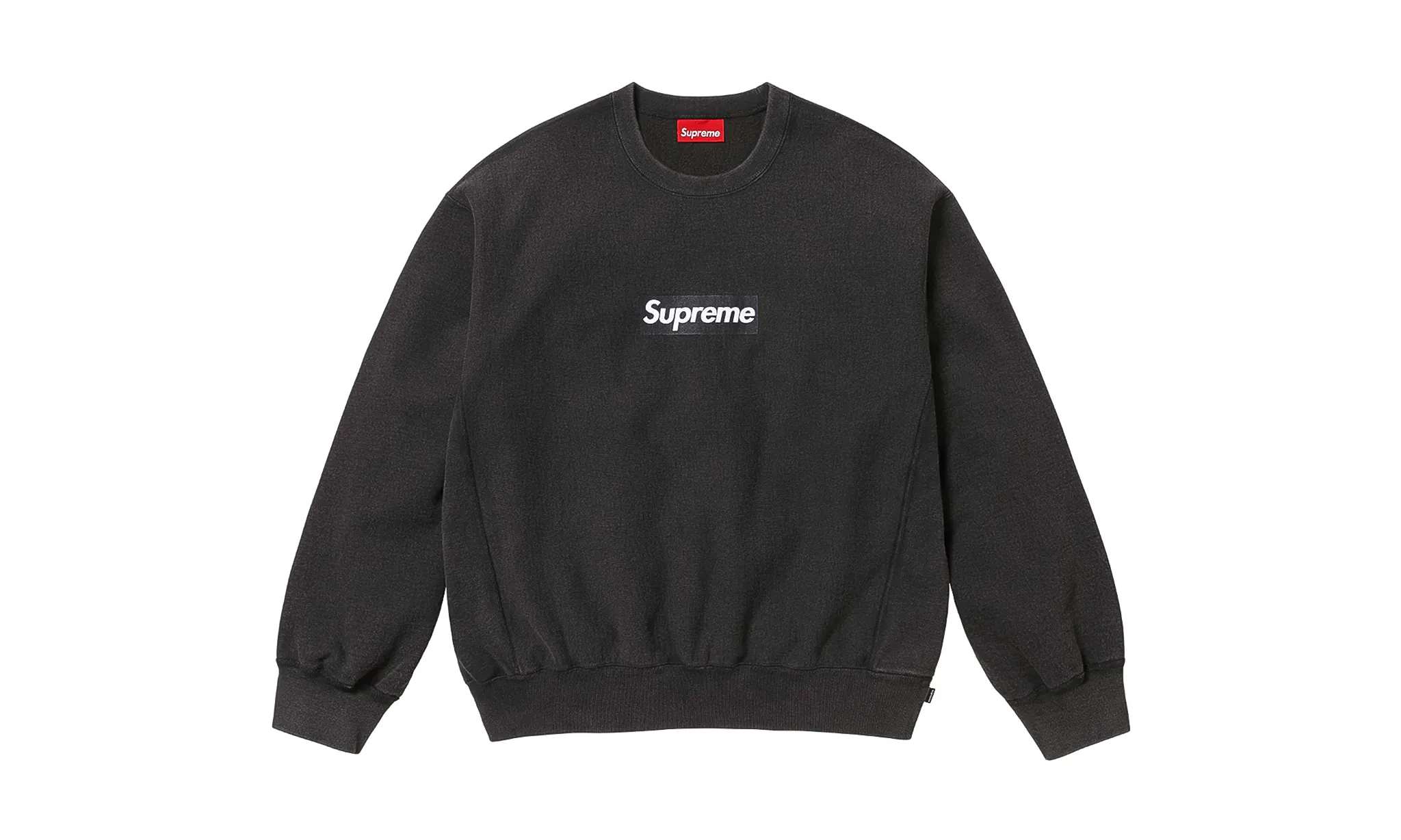 Supreme Washed Box Logo Crewneck Black | OVERCEZ