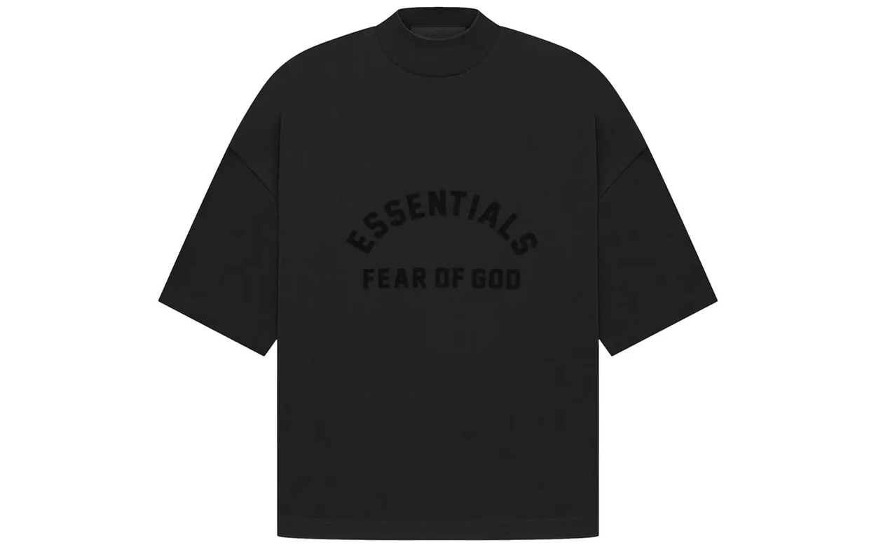 Fear of God Essentials Arch Logo Tee Jet Black | OVERCEZ