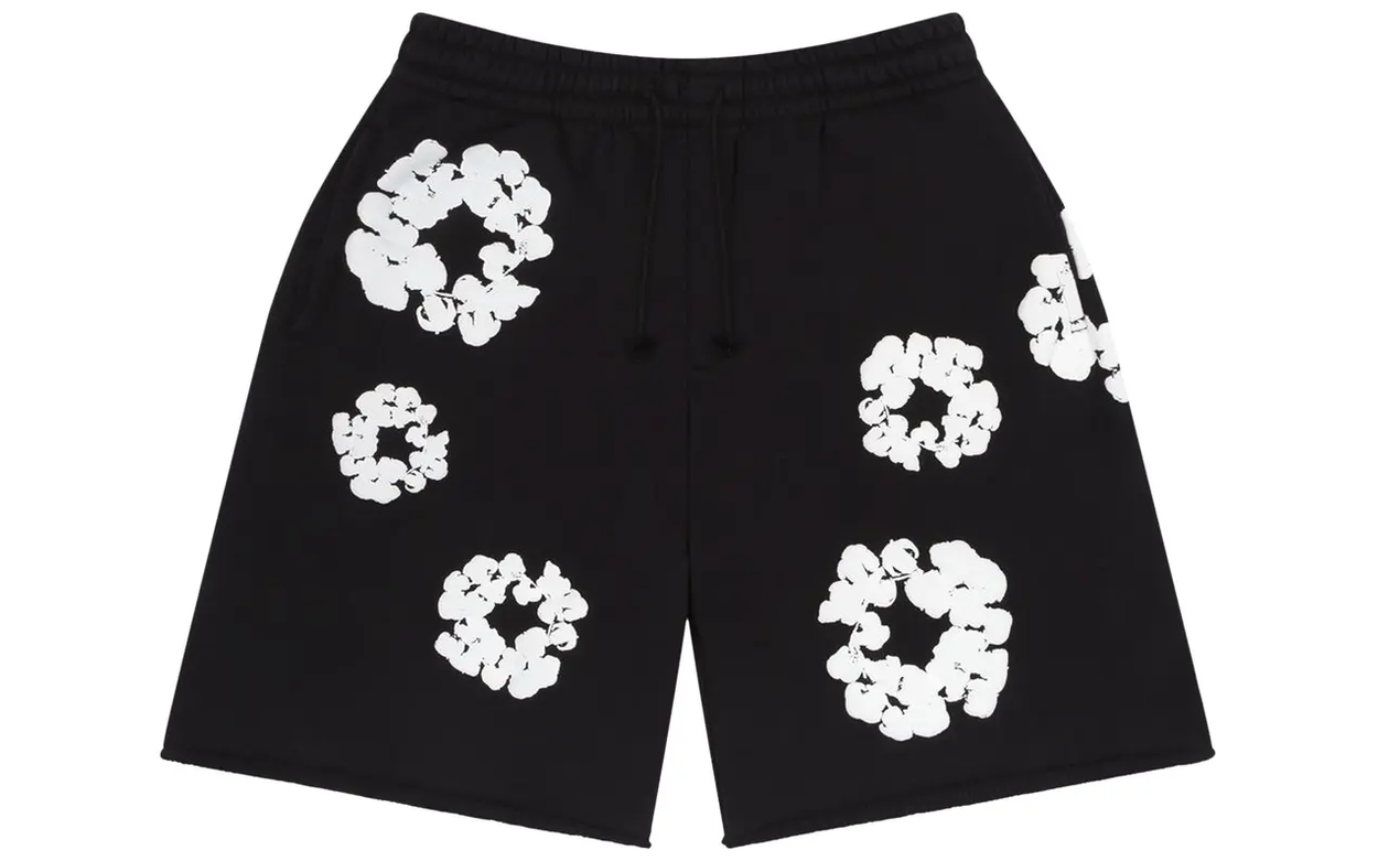 Denim Tears The Cotton Wreath Shorts Black | OVERCEZ