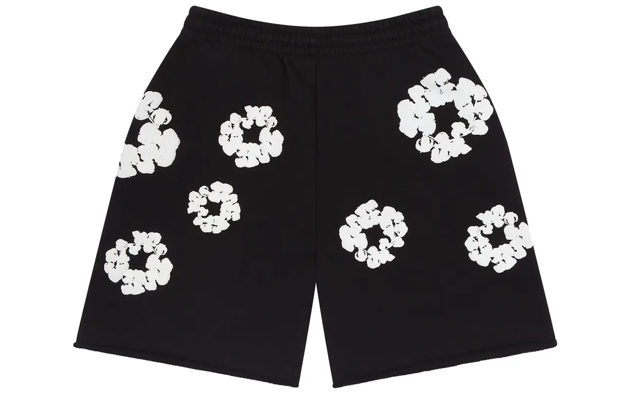 Denim Tears The Cotton Wreath Shorts Black | OVERCEZ