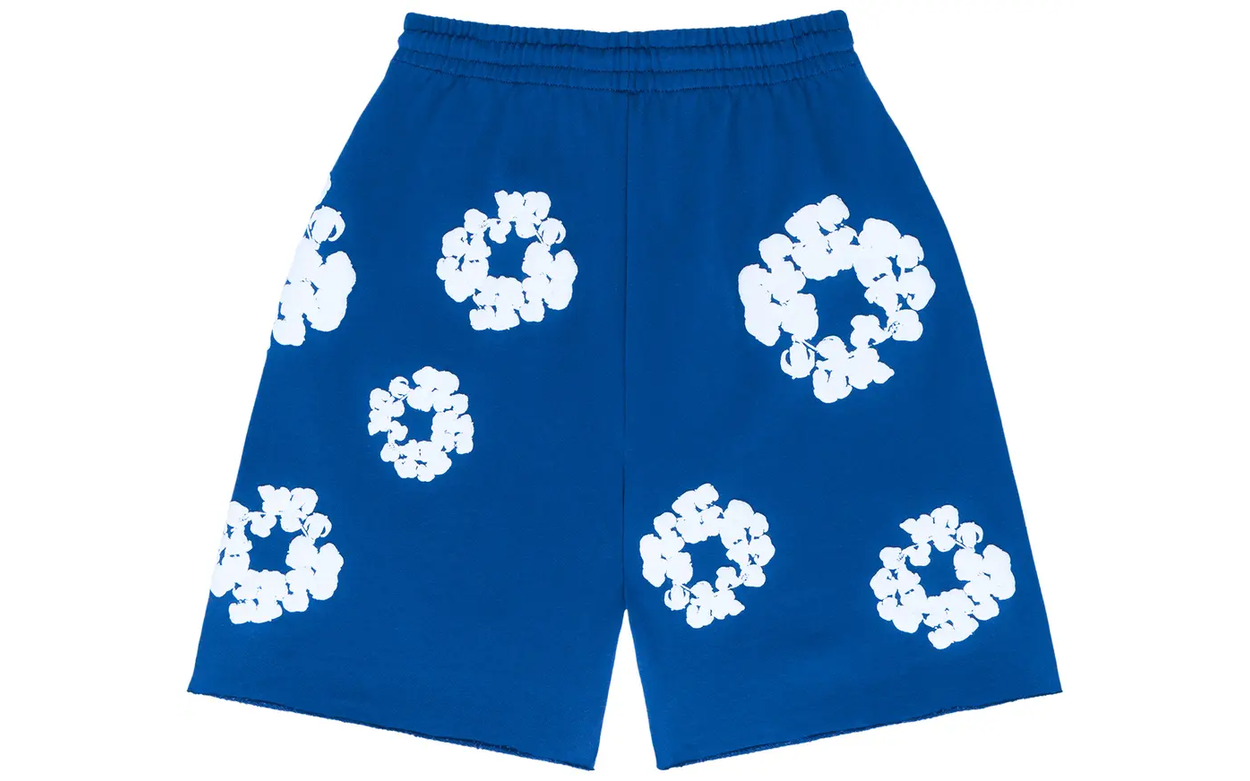 Denim Tears The Cotton Wreath Shorts Royal Blue | OVERCEZ
