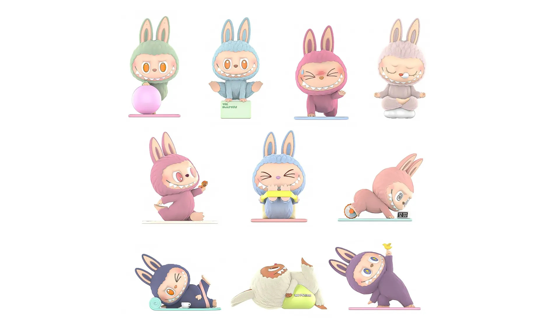 Pop Mart Labubu The Monsters Lazy Yoga Series Figures Sealed Case (Zestaw 10 szt.)