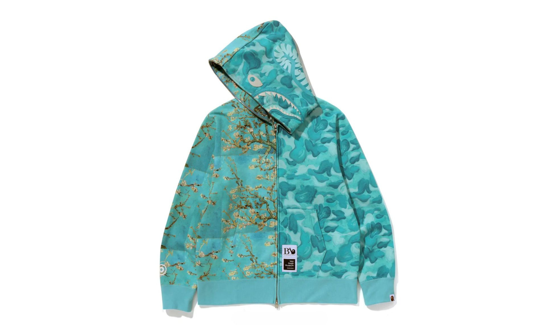 BAPE x Van Gogh Museum Shark Full Zip Hoodie Sax | OVERCEZ