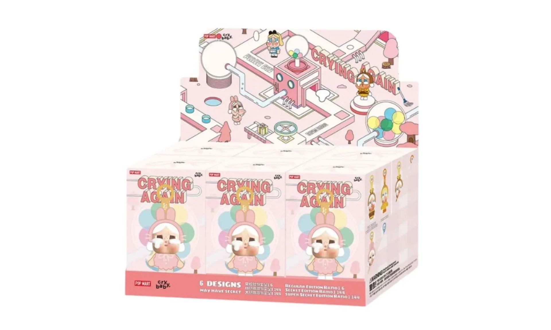 Pop Mart CryBaby Crying Again Series Vinyl Face Plush Sealed Case  (Zestaw 6 szt.)