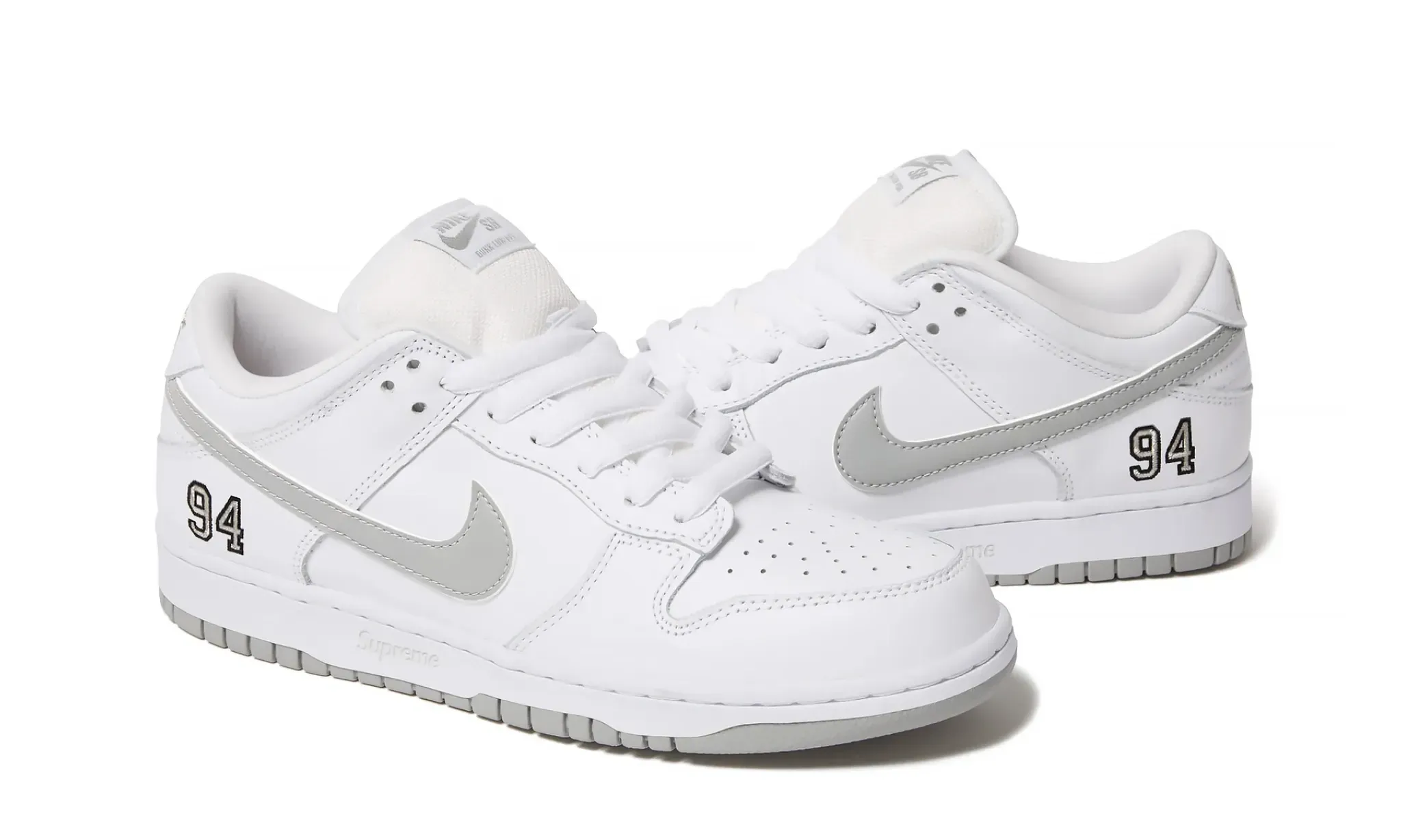 Nike SB Dunk Low Supreme 94 White Metallic Silver | OVERCEZ