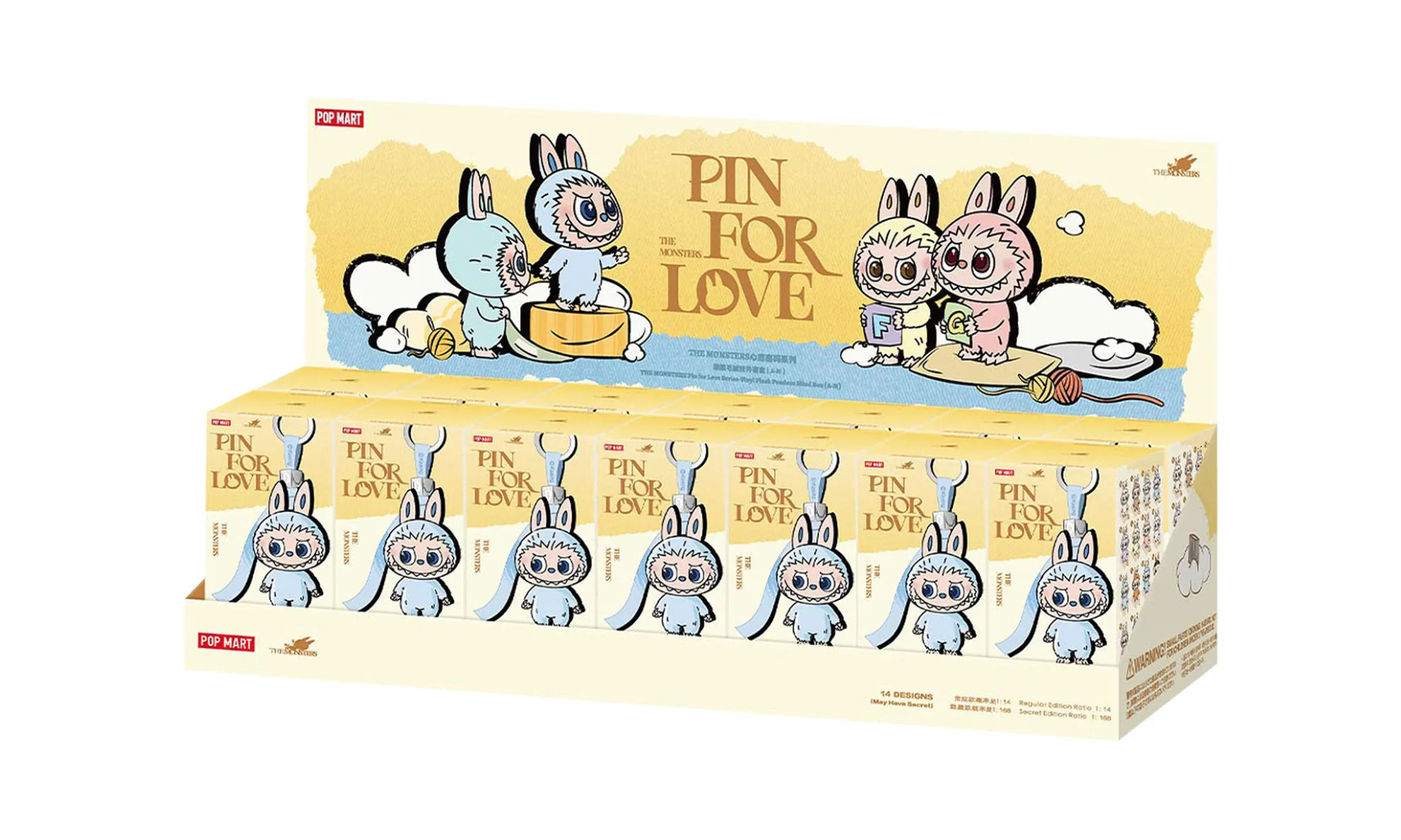 Pop Mart Labubu The Monsters Pin for Love Series Vinyl Plush Pendant (A-M) Sealed Case (Zestaw 14 Blind Box)