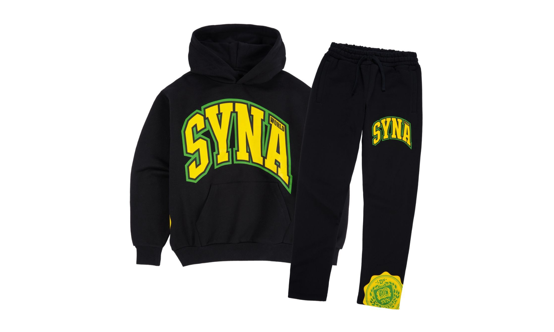 SynaWorld College Hood Tracksuit Black Yellow | OVERCEZ