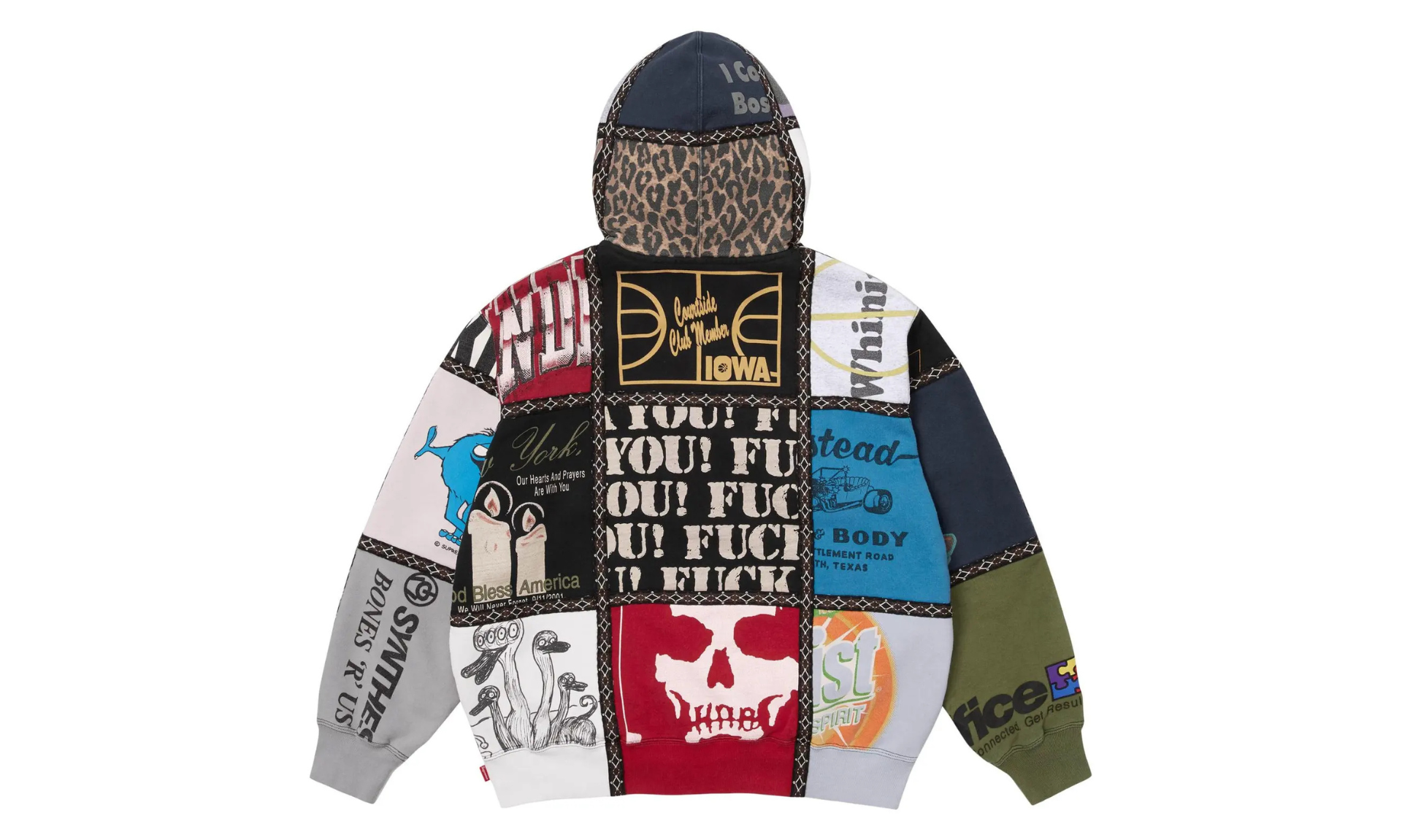 Supreme Number (N)ine Patchwork Zip Up Hooded Sweatshirt
