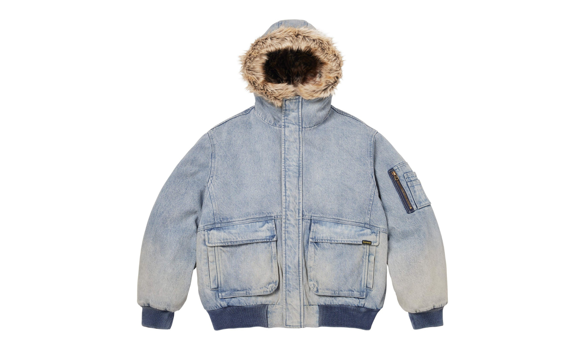 Supreme Reversible Faux Fur Hooded Work Jacket Denim | OVERCEZ