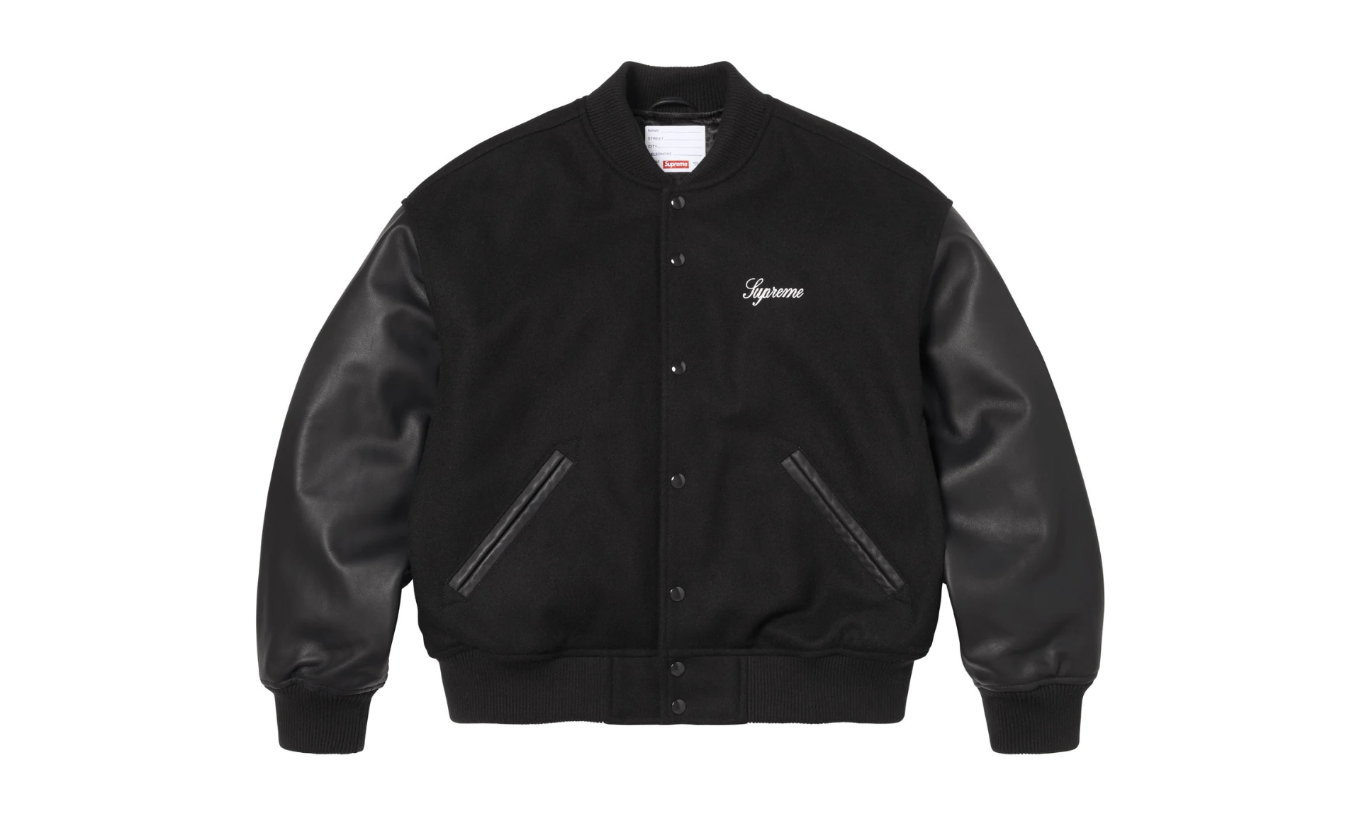 Supreme Cross Varsity Jacket Black | OVERCEZ
