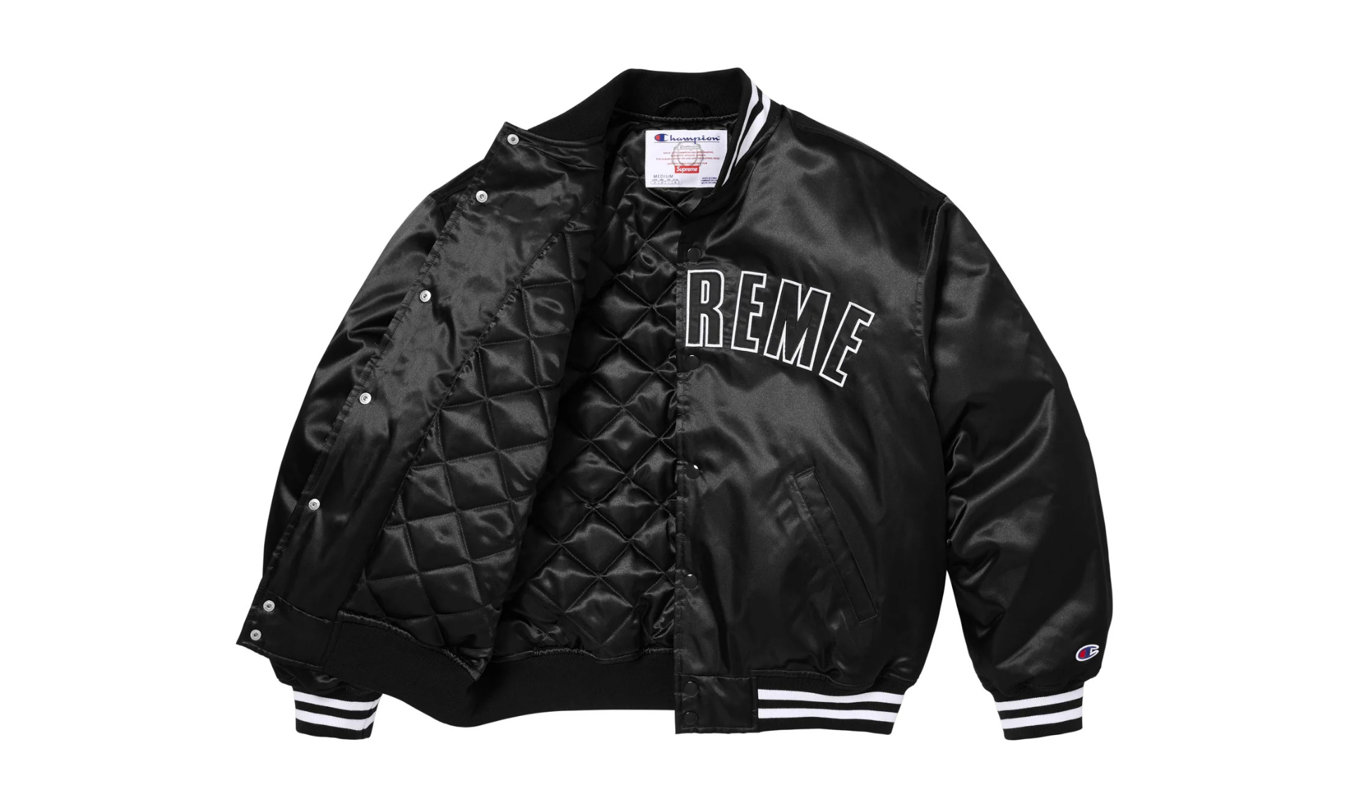 Supreme Champion Satin Varsity Jacket Black | Limitowane Sneakersy