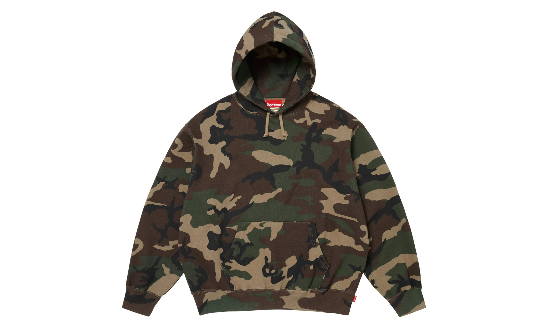 Supreme Satin Applique Hooded Sweatshirt Woodland Camo | OVERCEZ