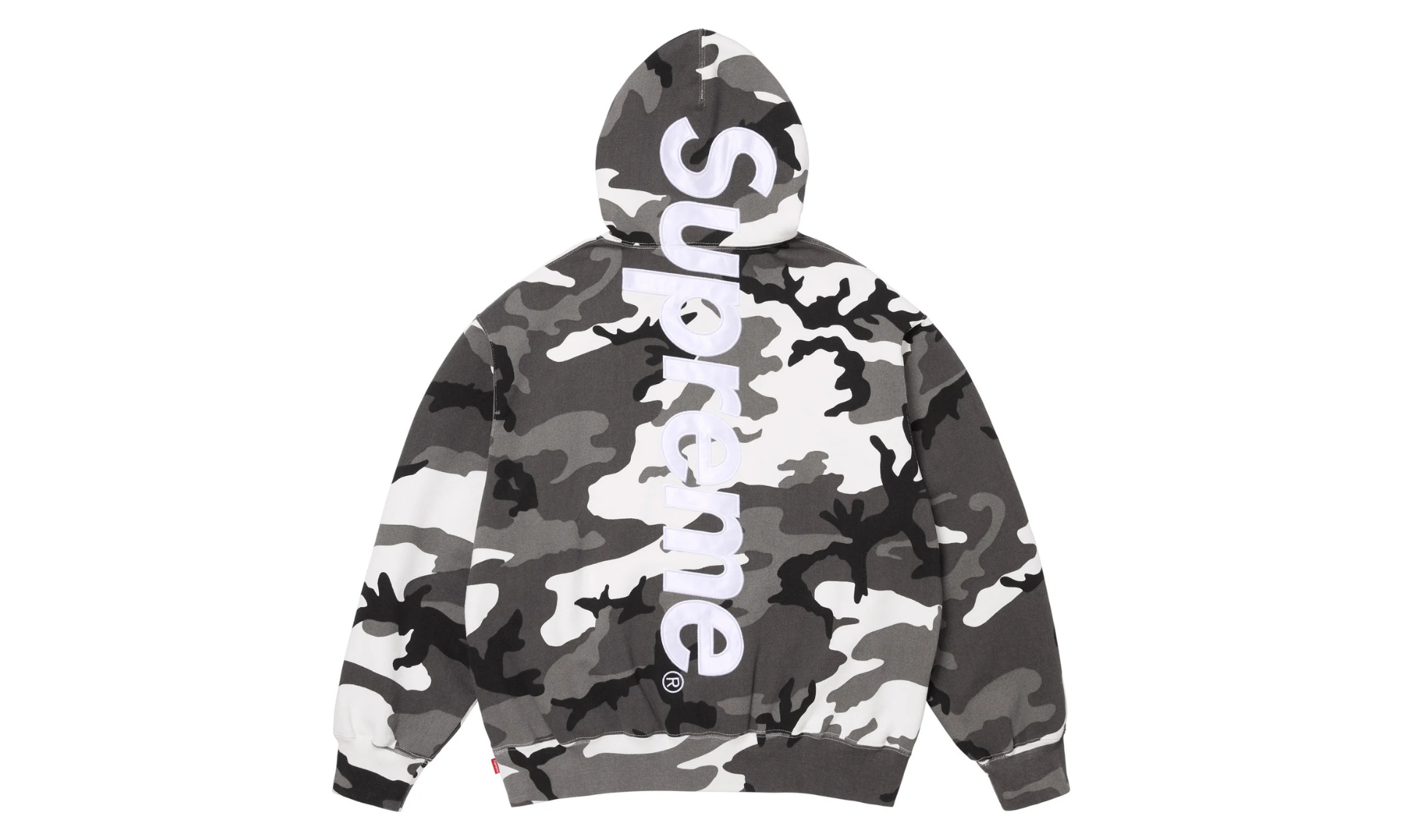 Supreme Satin Applique Hooded Sweatshirt Snow Camo | OVERCEZ