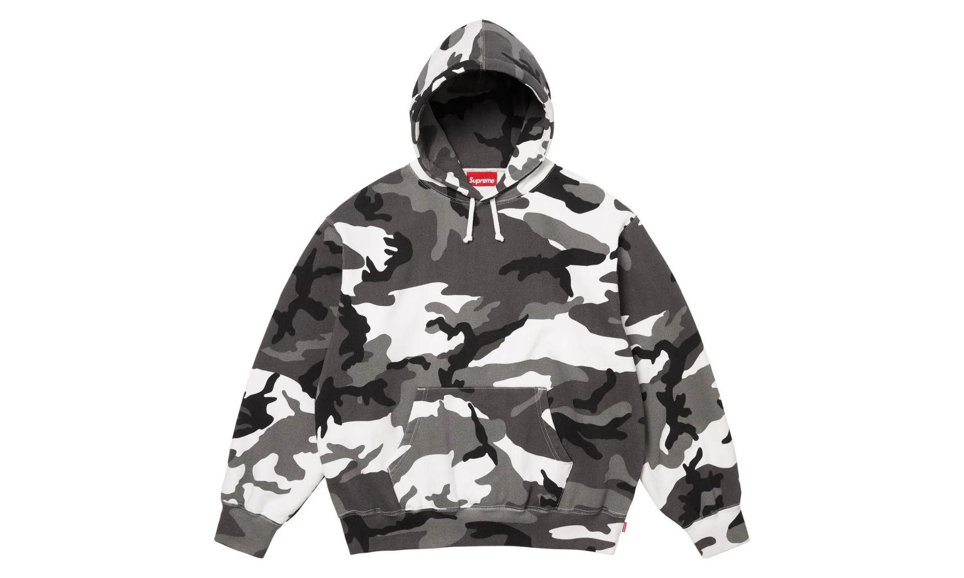 Supreme Satin Applique Hooded Sweatshirt Snow Camo | OVERCEZ