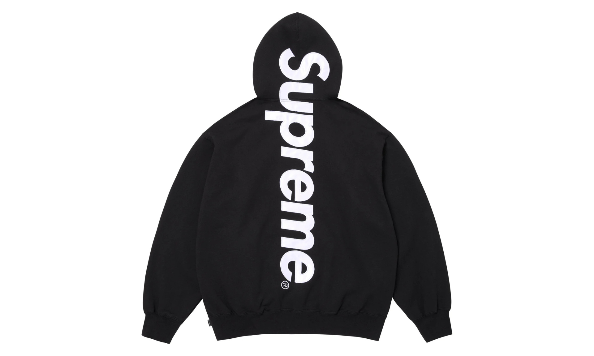 Supreme Satin Applique Hooded Sweatshirt Black | OVERCEZ