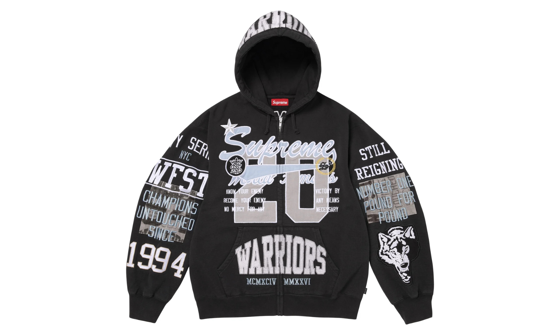Supreme Warriors Appliqué Zip Up Hooded 5754973592.png