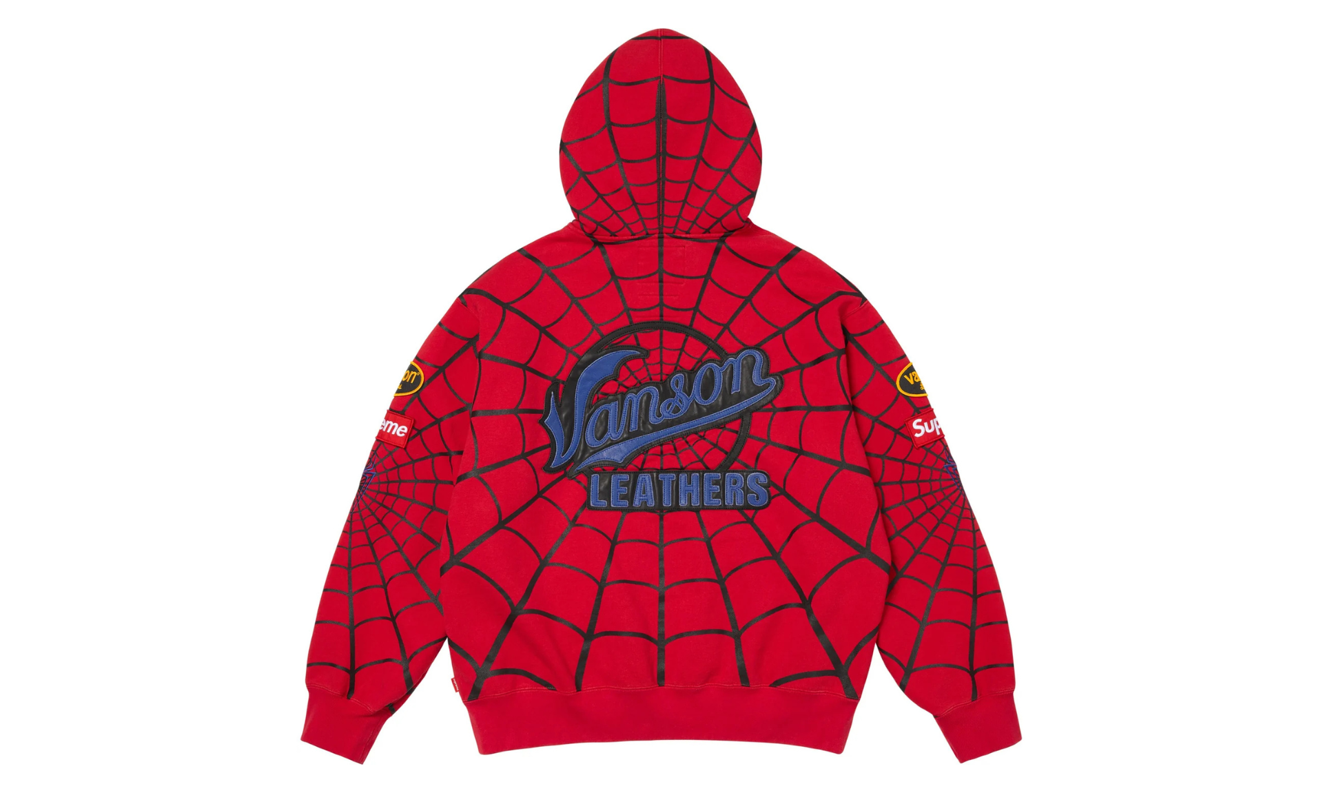 Supreme x Vanson Leathers Spider-Man Zip Up Hooded Sweatshirt Red | OVERCEZ