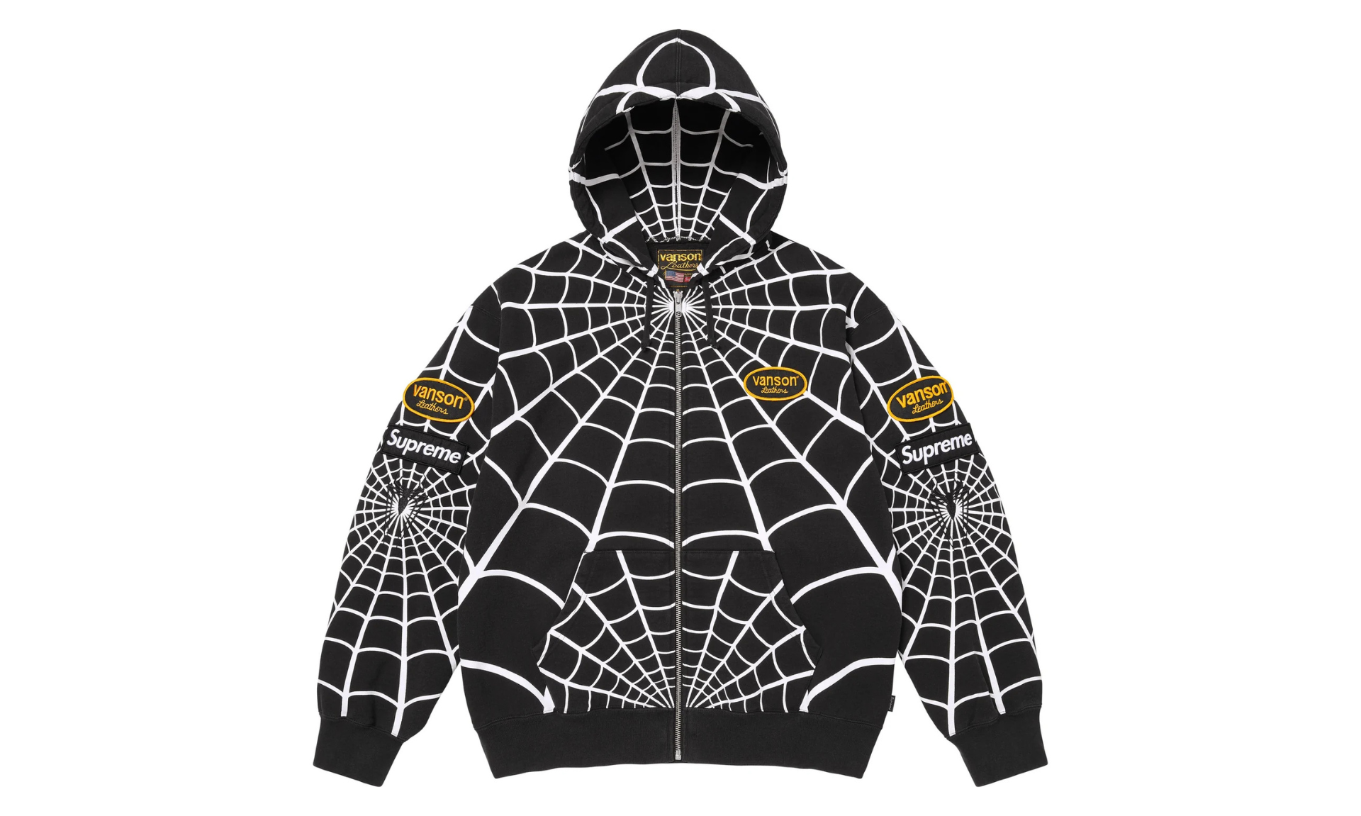 Supreme x Vanson Leathers Spider-Man Zip Up Hooded Sweatshirt