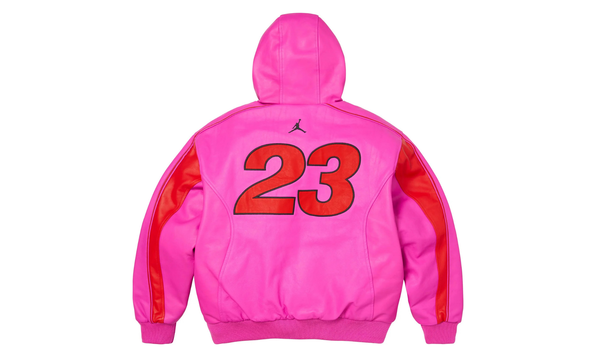 Supreme Jordan Hooded Leather Jacket Pink | OVERCEZ