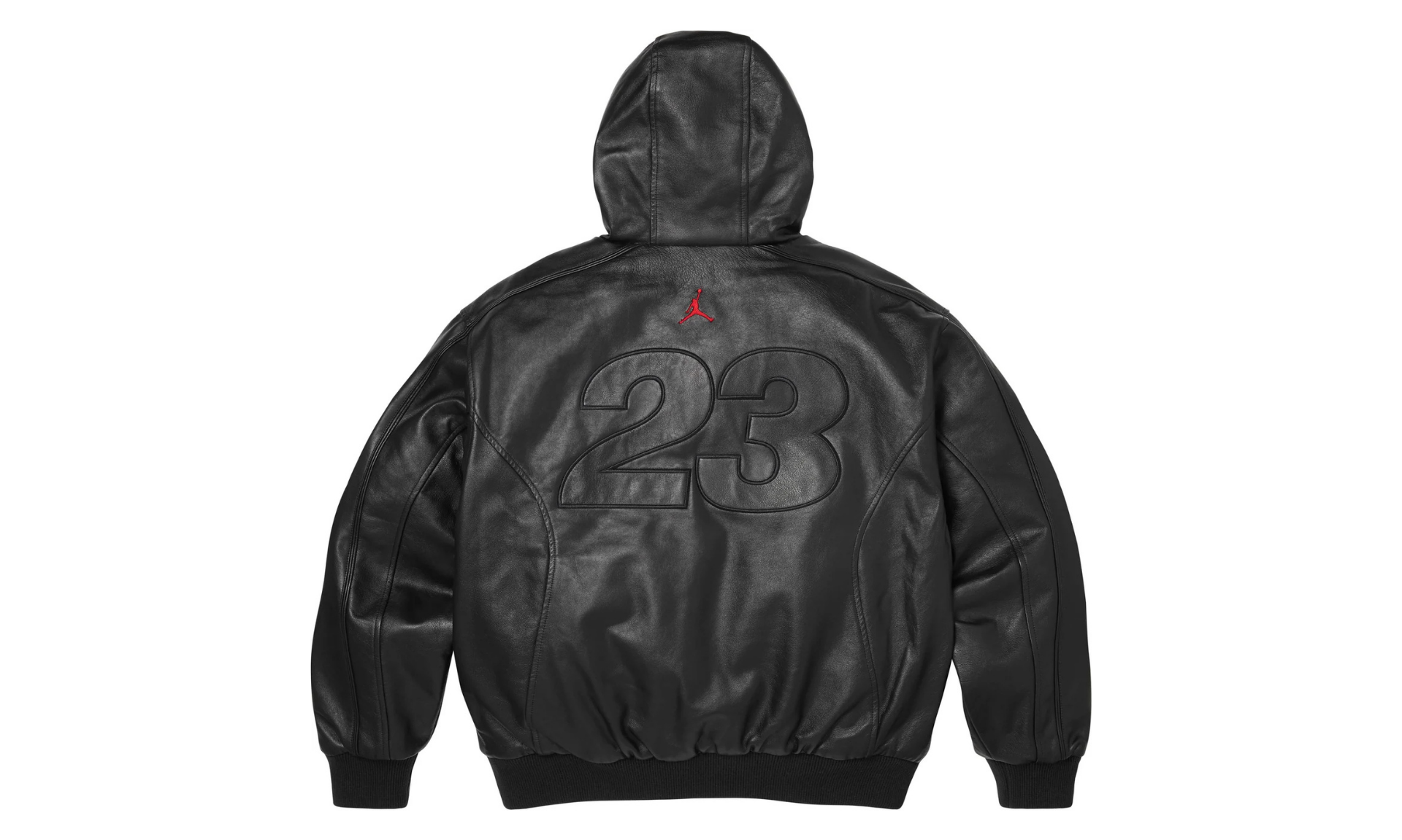Supreme Jordan Hooded Leather Jacket Black | OVERCEZ