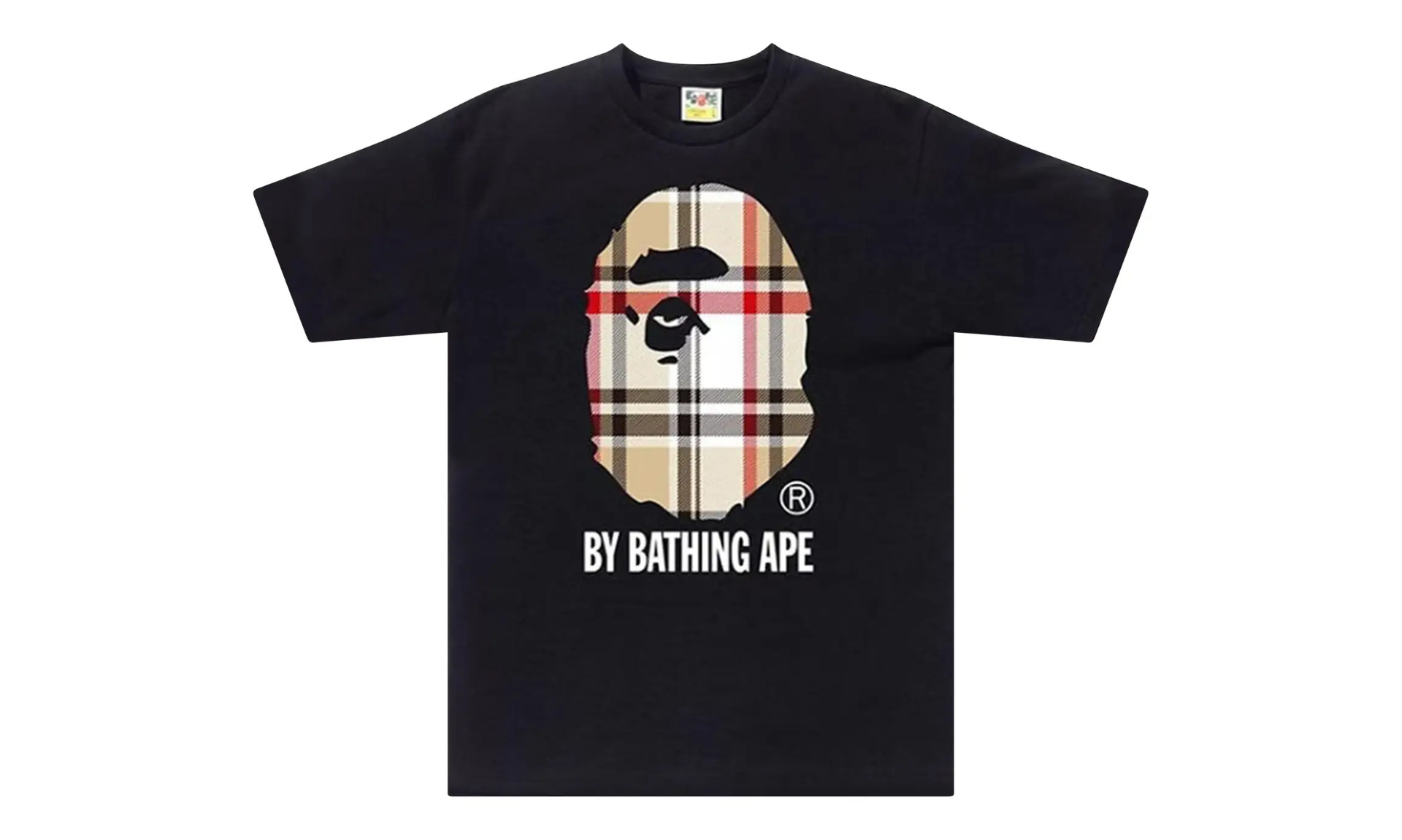 BAPE A Bathing Ape Check by Bathing Tee Black Beige
