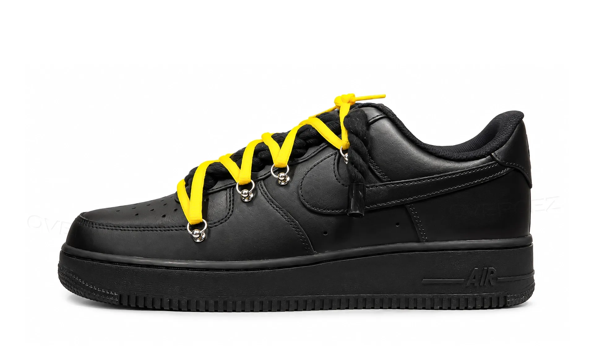 Nike Air Force 1 Low Black Double Rope Laces Yellow