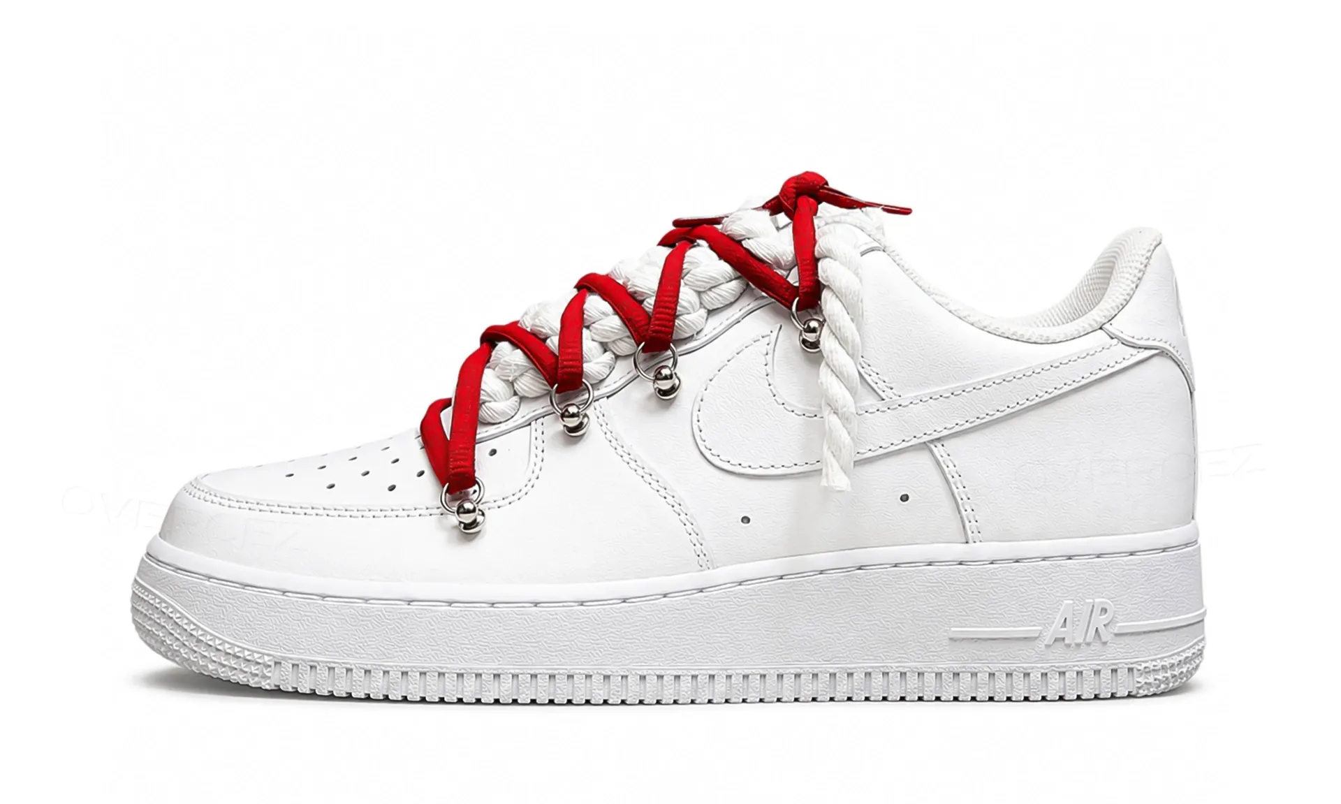 Nike Air Force 1 Low White Double Rope Laces Red