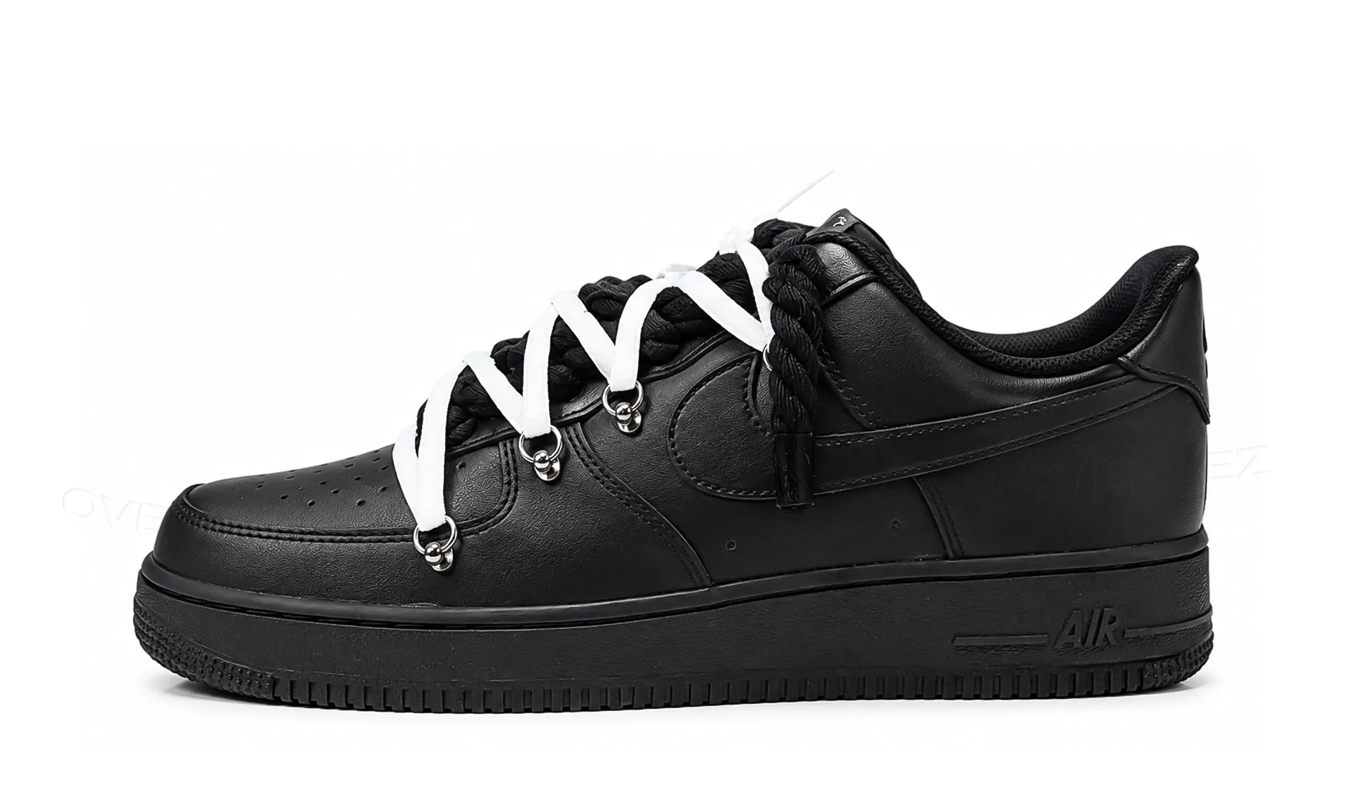 Nike Air Force 1 Low Black Double Rope Laces White