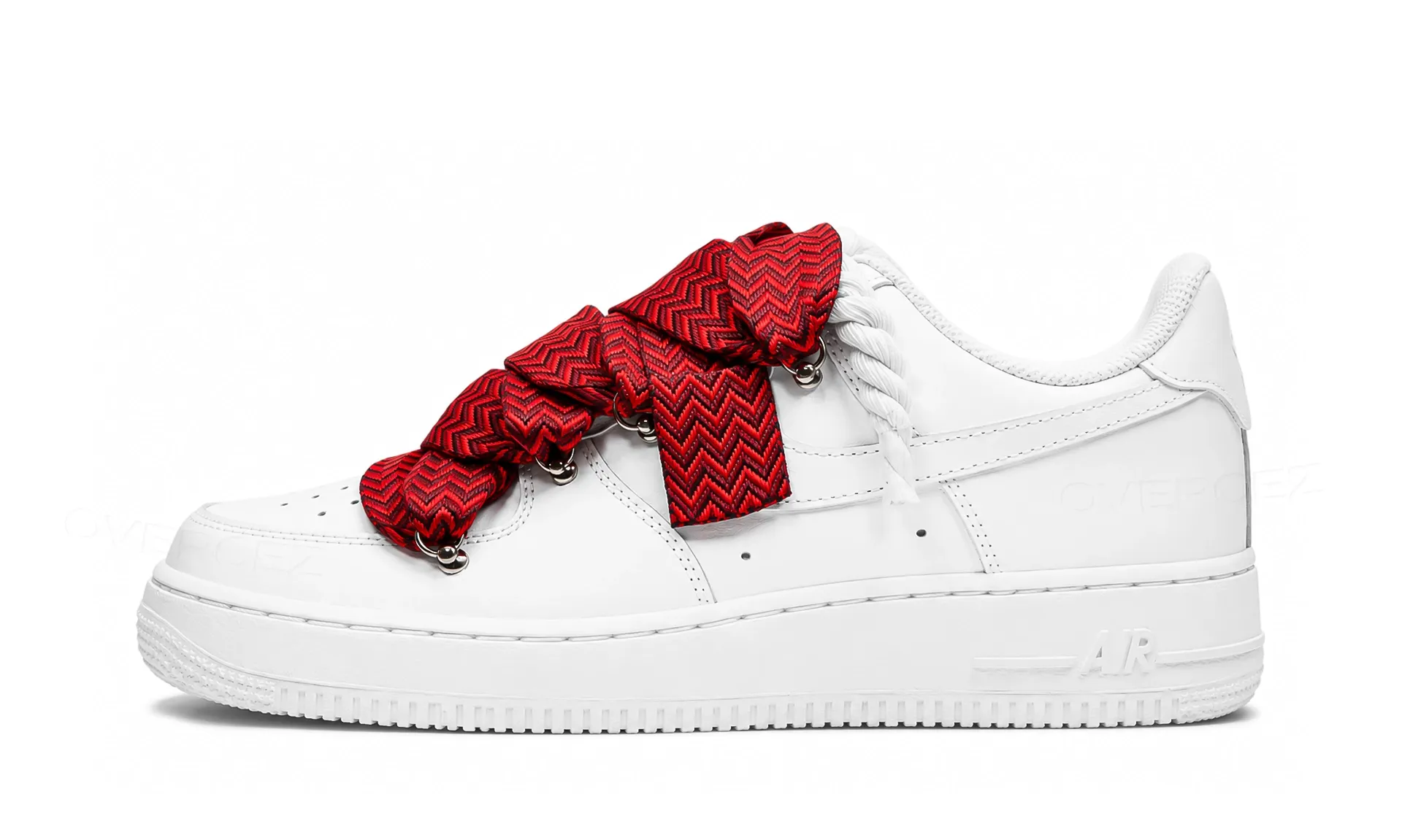 Nike Air Force 1 Low White Double Rope Laces Red