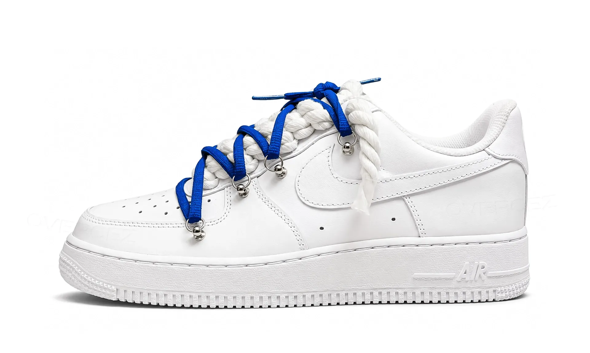 Nike Air Force 1 Low White Double Rope Laces Dark Blue