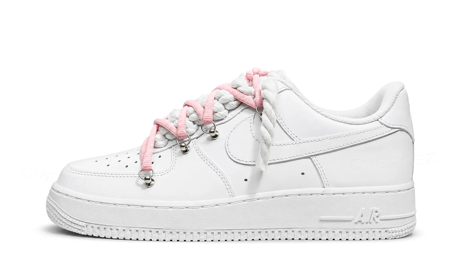 Nike Air Force 1 Low White Double Rope Laces Light Pink