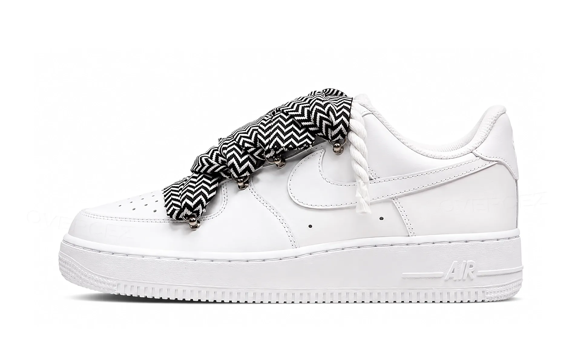 Nike Air Force 1 Low White Double Rope Laces Black White