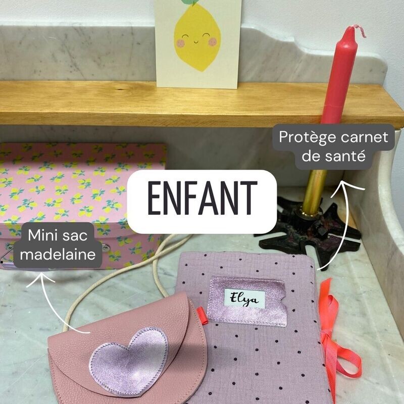 Sac enfant, protège carnet de santé, serviettes de table, ...