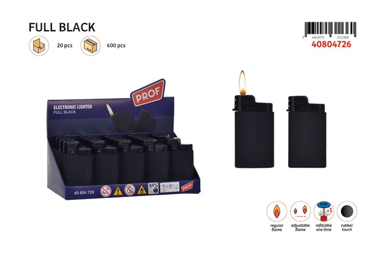 PROF FULL BLACK ELECTRONIC LIGHTER DL20