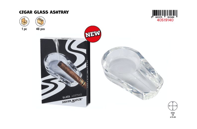 CH CIGAR GLASS ASHTRAY WHITE GB DL-1