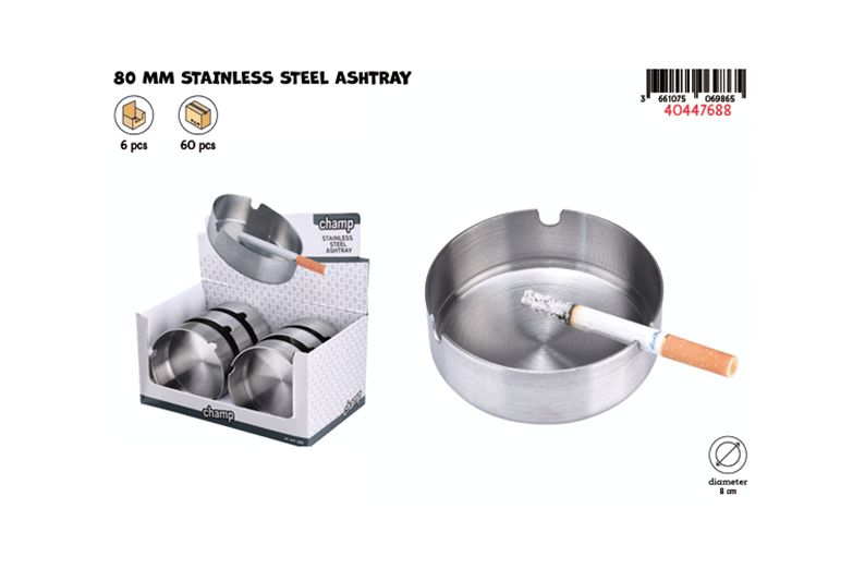 CH STAINLESS STEEL DIAM 8 CM ASHTRAY DL6