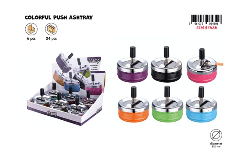 CHAMP COLORFUL PUSH ASHTRAY 9CM DL-6