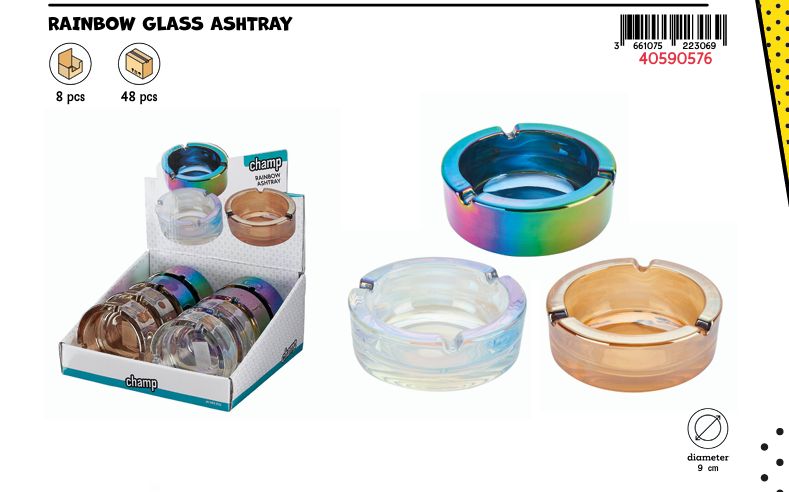 CH RAINBOW GLASS ASHTRAY DL-6