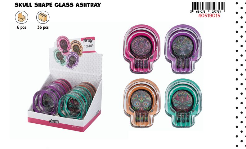 CH SKULL GLASS ASHTRAY DL-6