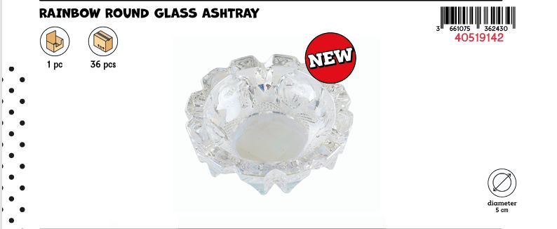 CH RAINBOW ROUND GLASS ASHTRAY
