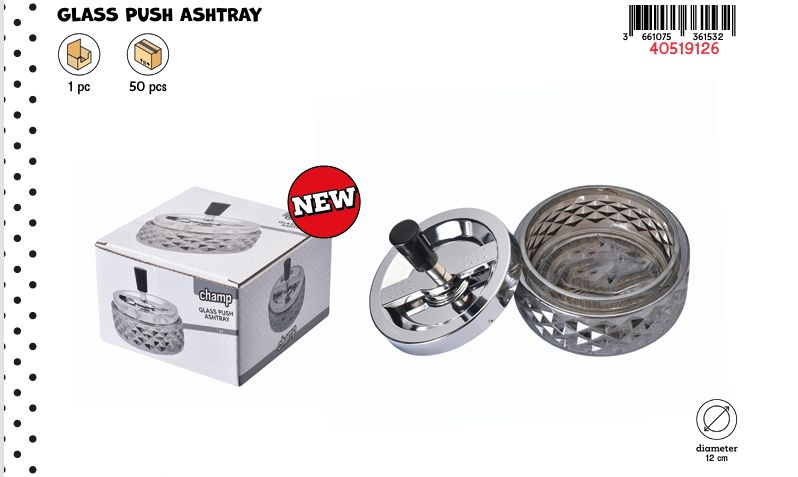CH GLASS PUSH ASHTRAY DL-1
