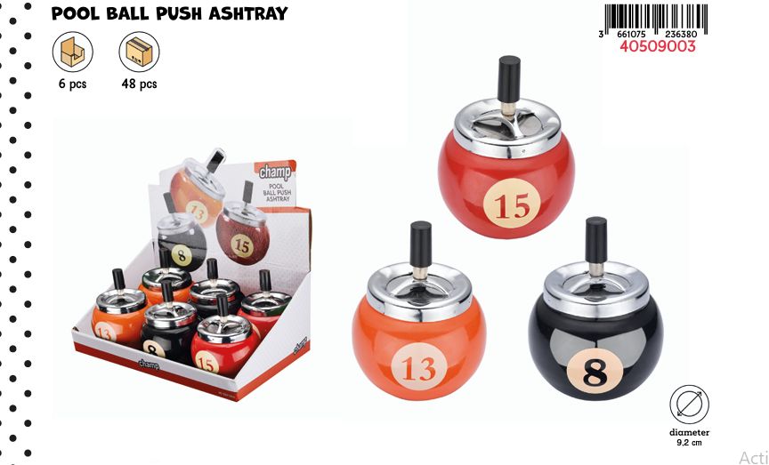 CHAMP POOL BALL PUSH ASHTRAY DL-6