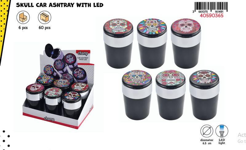 CHAMP SKULL CAR ASHTRAY WITH LED - DL-6