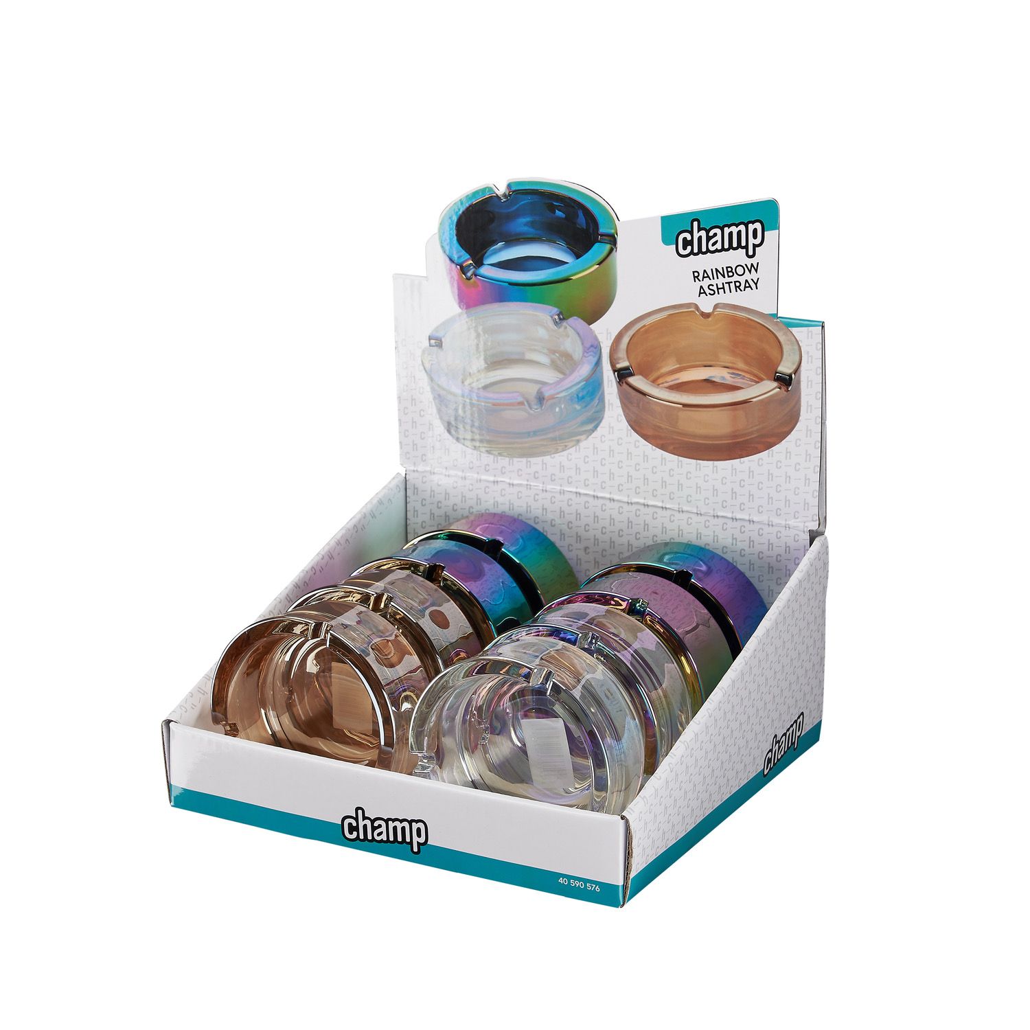 CHAMP RAINBOW GLASS ASHTRAY 9*3.8 cm-