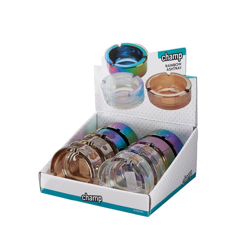 CHAMP RAINBOW GLASS ASHTRAY 9*3.8 cm-